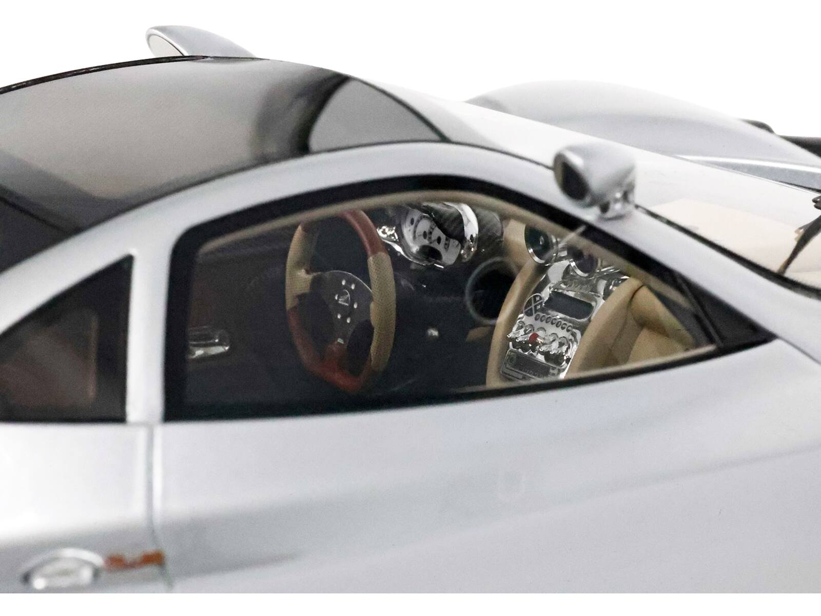 Alt View 3. BBR - Pagani Zonda C12 Silver Metallic "VIN 001 20th Anniversary Restoration" with CASE Limited Ed 1/18 Model Car by BBR.