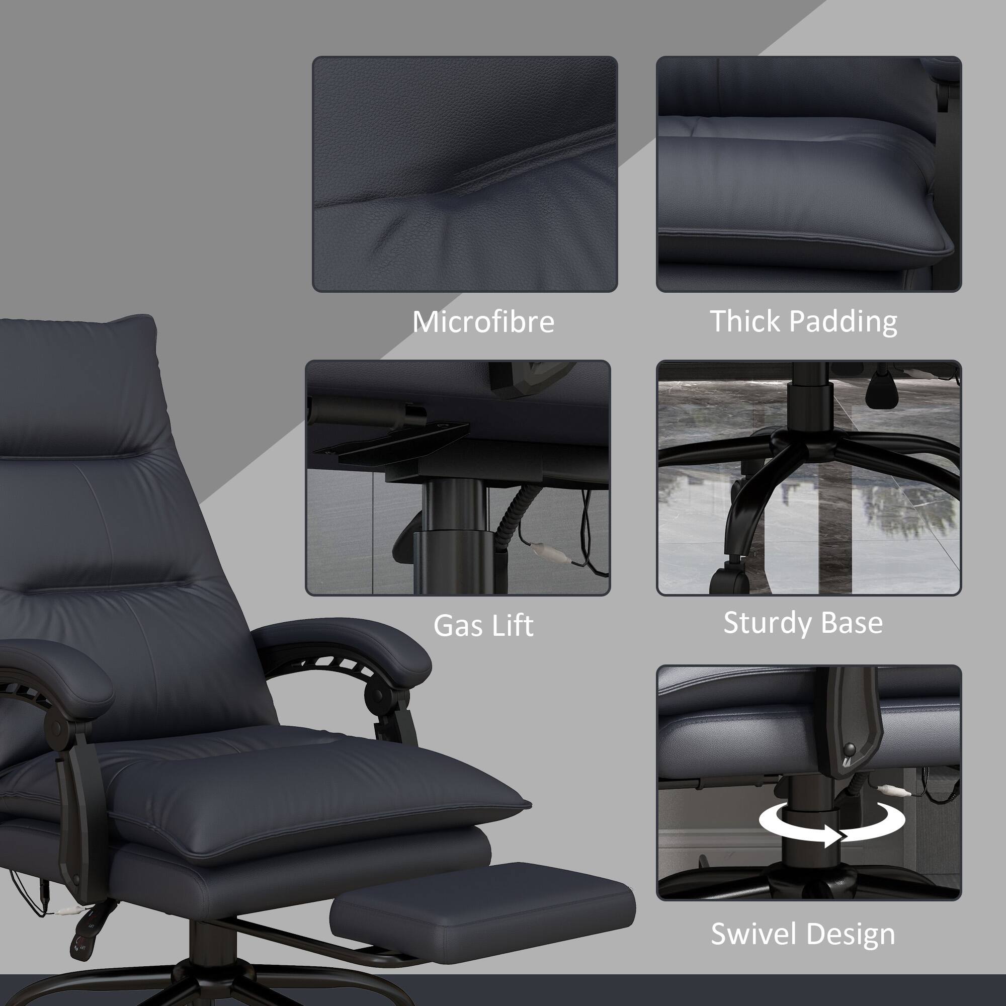 Microfibre, Thick Padding, Gas Lift, Sturdy Base, Swivel Design