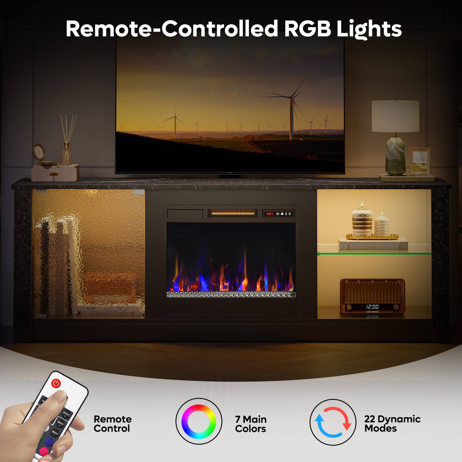 Remote-Controlled RGB Lights

- Remote Control
- 7 Main Colors
- 22 Dynamic Modes
