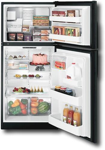 Front Standard. GE - 18.0 Cu. Ft. Frost-Free Top-Mount Refrigerator - Black.