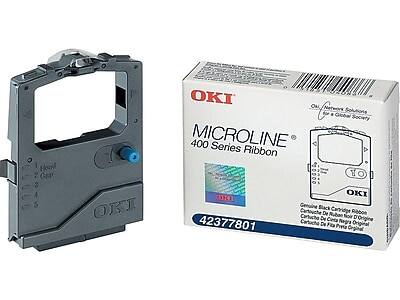 OKI  
Network for Solutions  
Global Society  

MICROLINE  
400 Series Ribbon  

42377801  

Genuine Black Cartridge Ribbon  
Cartouche De Ruban Noir D'Origine  
Cartucho De Tinta Negra Original  
Cartucho De Tinta Preto Original