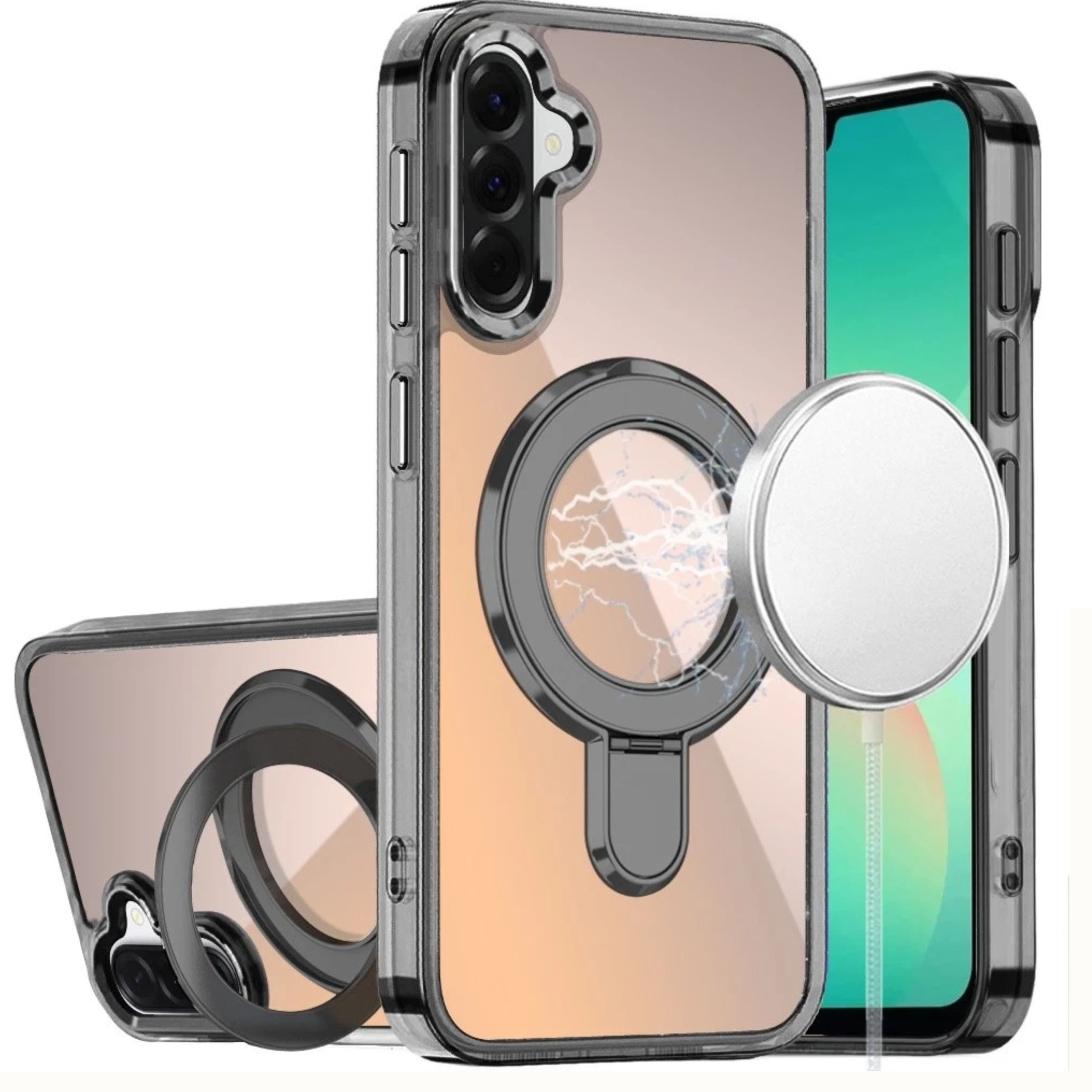 Kitcheniva - Radiant Chrome Magnetic Ring Stand Case With Tempered Glass For Samsung A27 5G - Black price history on PriceWatchPro