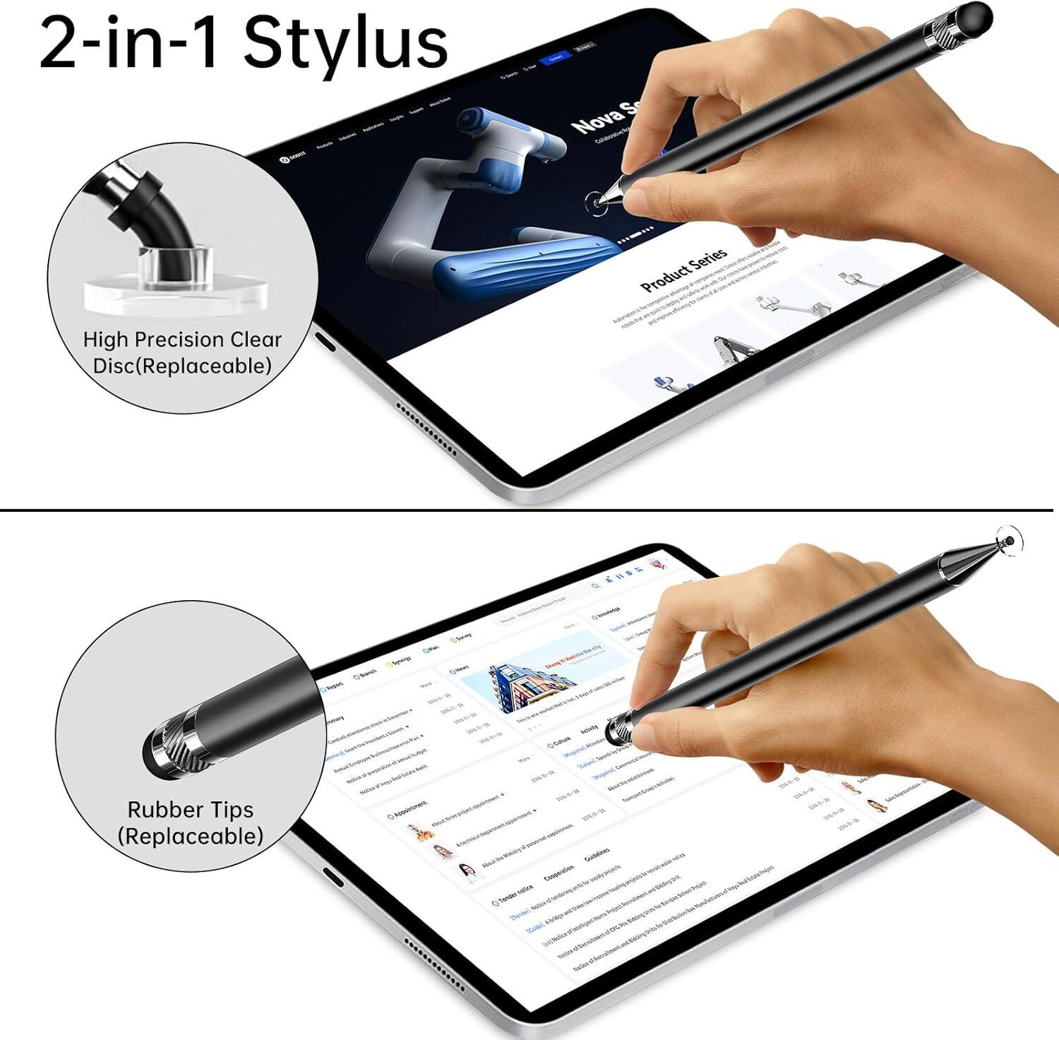 2-in-1 Stylus

Nova Series Product

High Precision Clear Disc (Replaceable)

Rubber Tips (Replaceable)