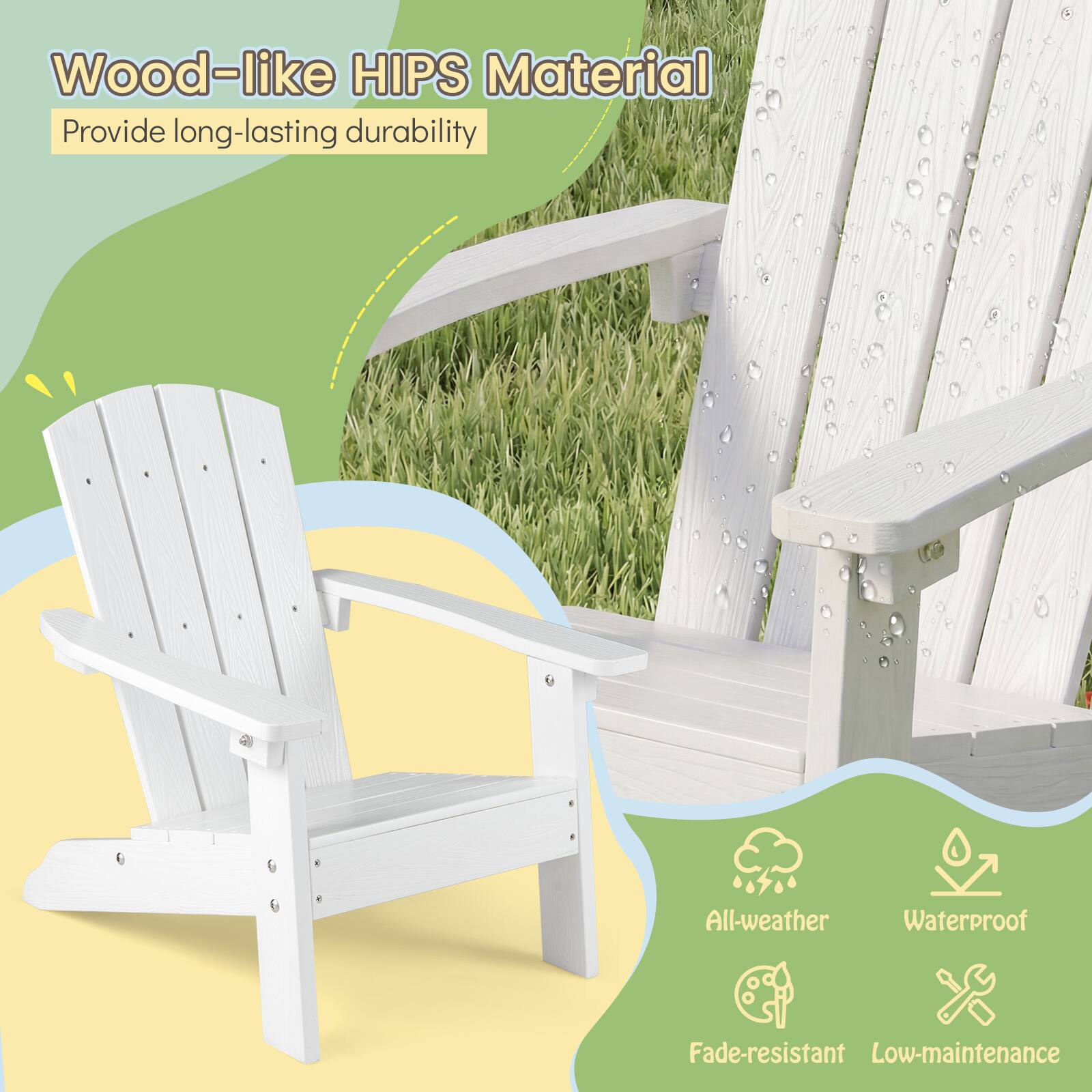 Wood-like HIPS Material  
Provide long-lasting durability  

All-weather Waterproof  
Fade-resistant Low-maintenance