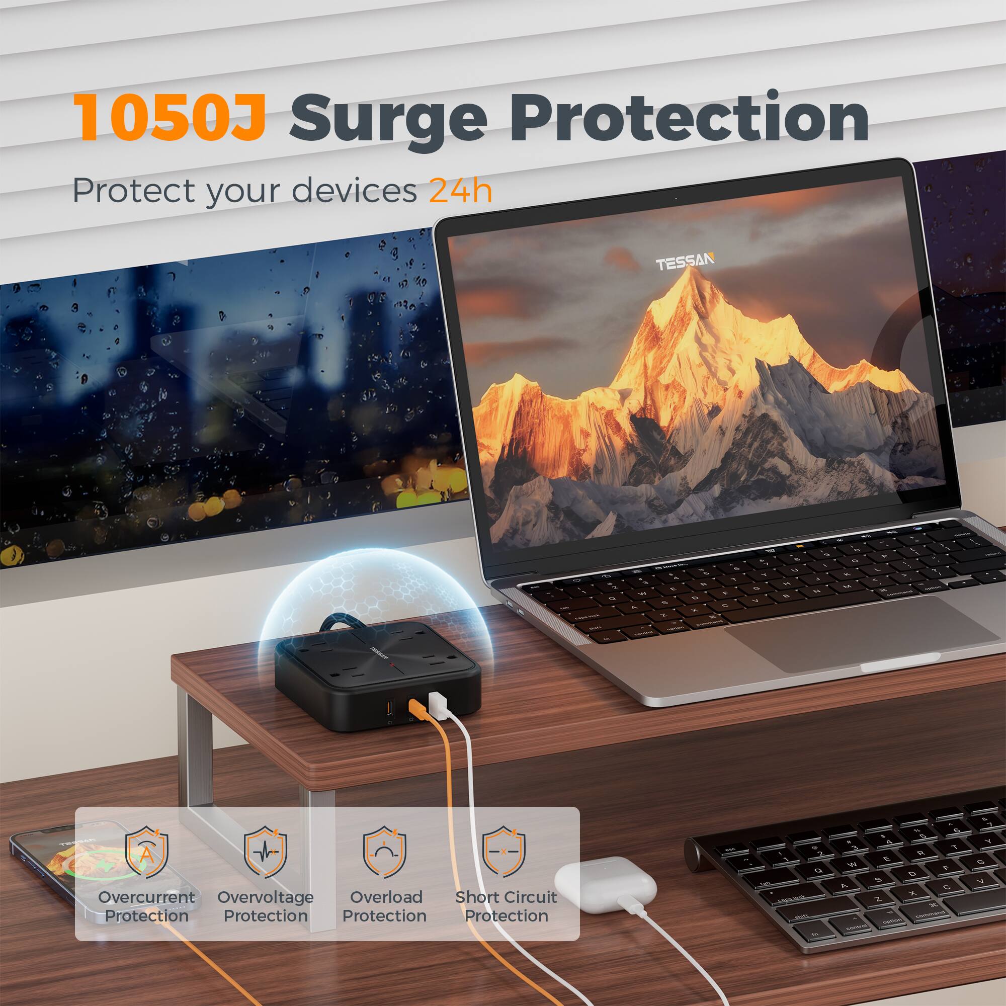 10503 Surge Protection  
Protect your devices 24h  

TESSAN  

- Overcurrent Protection  
- Overvoltage Protection  
- Overload Protection  
- Short Circuit Protection