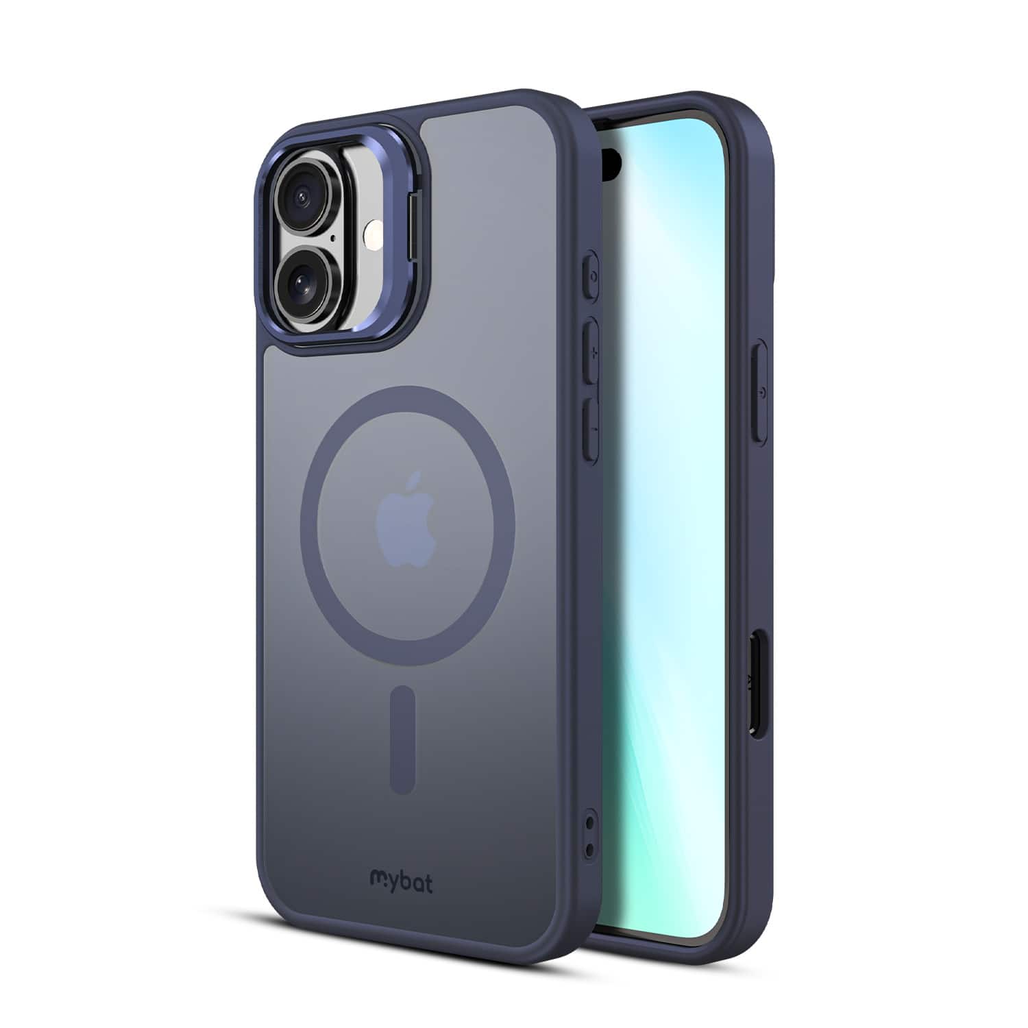 Mybat - InFrame MagSafe Case with Kickstand for Apple iPhone 16 - Cobalt - Clear/Cobalt