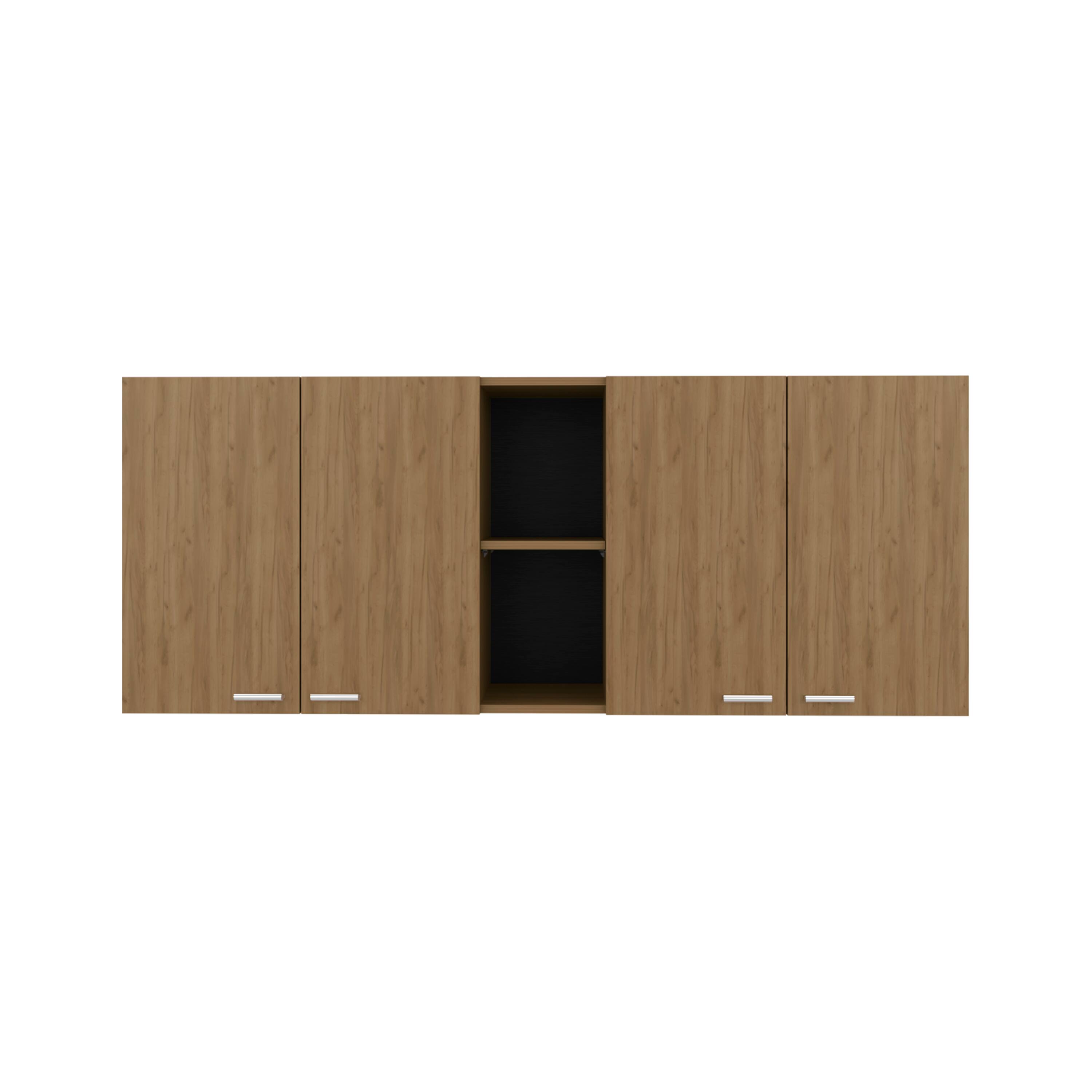 Alt View 2. TuHome - Portofino 150 Wall Cabinet, Double Door, Two External Shelves, Two Interior Shelves, Natural Oak - Beige.