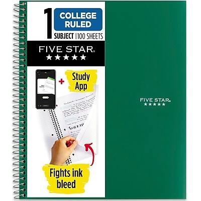COLLEGE 1 SUBJECT RULED 1100 SHEETS
FIVE STAR
Study App
Fights ink bleed
FIVE STAR