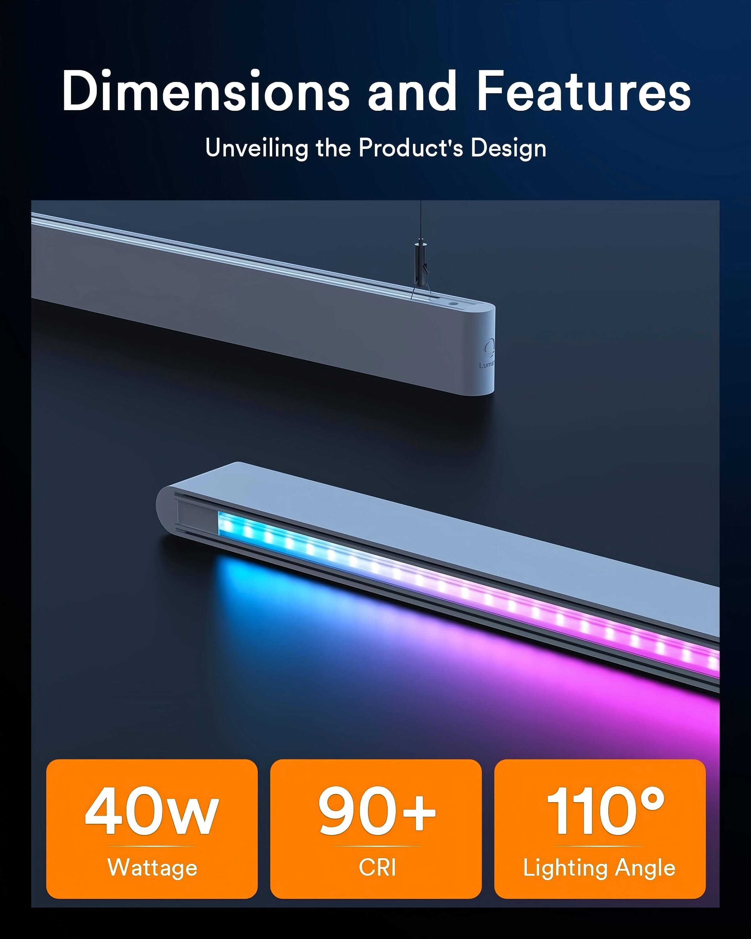 Dimensions and Features  
Unveiling the Product's Design  

40w Wattage  
90+ CRI  
110° Lighting Angle