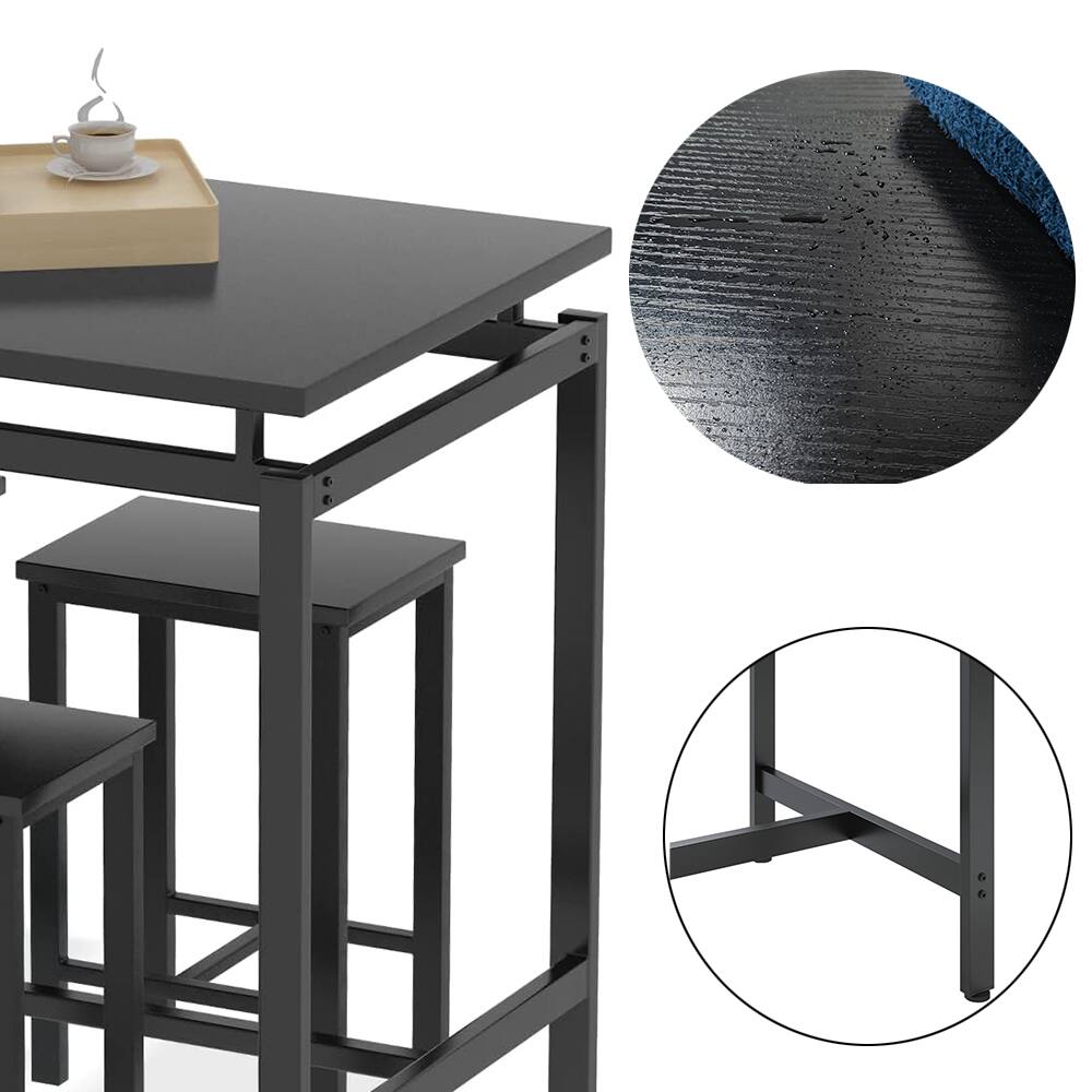 Alt View 4. Ecooso - 5 Piece Dining Table Set with 4 Bar Stools, Counter Height Pub Table for Kitchen or Small Space - Black.