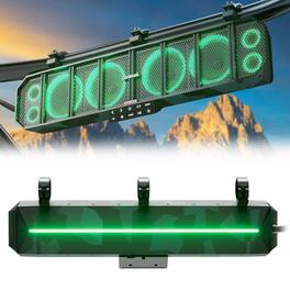 GoHawk - UTV Sound Bar | Waterproof 8-Speaker Bluetooth ATV Soundbar | 25" SxS with FM Radio & Lights - Camo Green