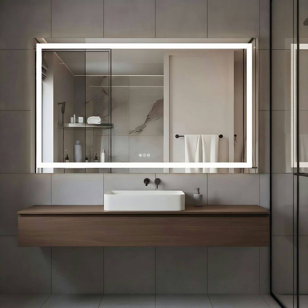 Alt View 8. Kadyn - 60x36 Inch Oversized Frameless Rectangle LED Bathroom Mirror with Bright LEDs.