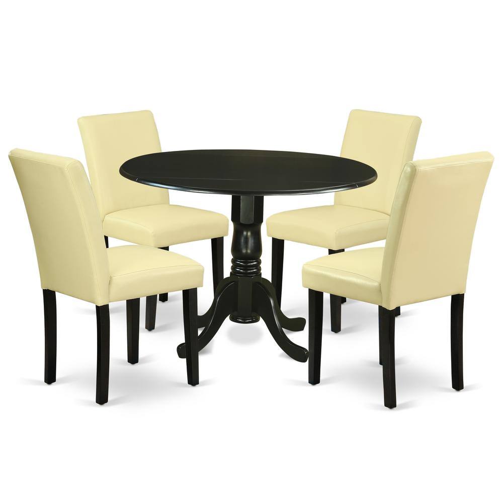 Back. East West Furniture - Dining Room Set Black - Brown.