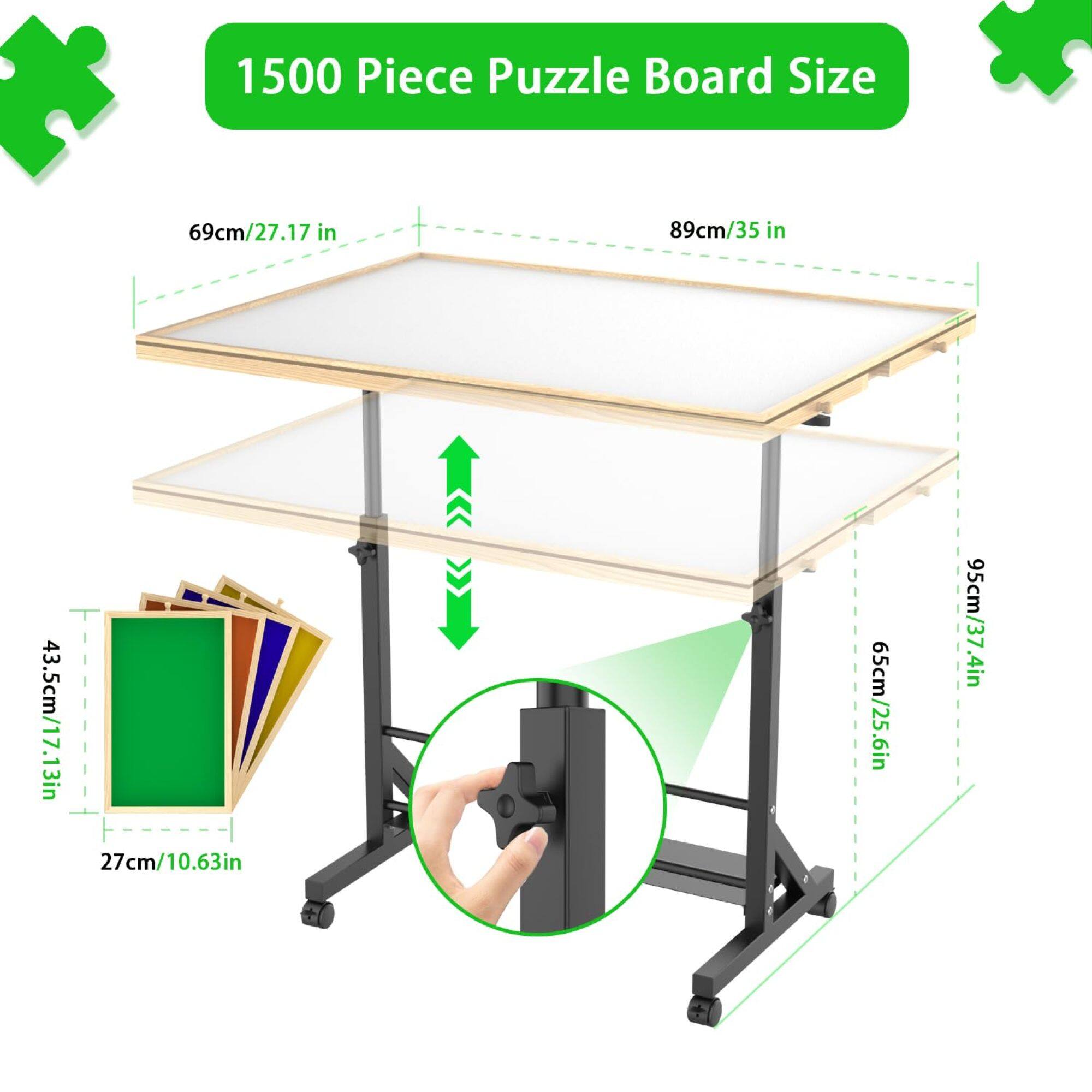 1500 Piece Puzzle Board Size

- 69cm/27.17 in
- 89cm/35 in
- 43.5cm/17.13 in
- 27cm/10.63 in
- 65cm/25.6 in
- 95cm/37.4 in