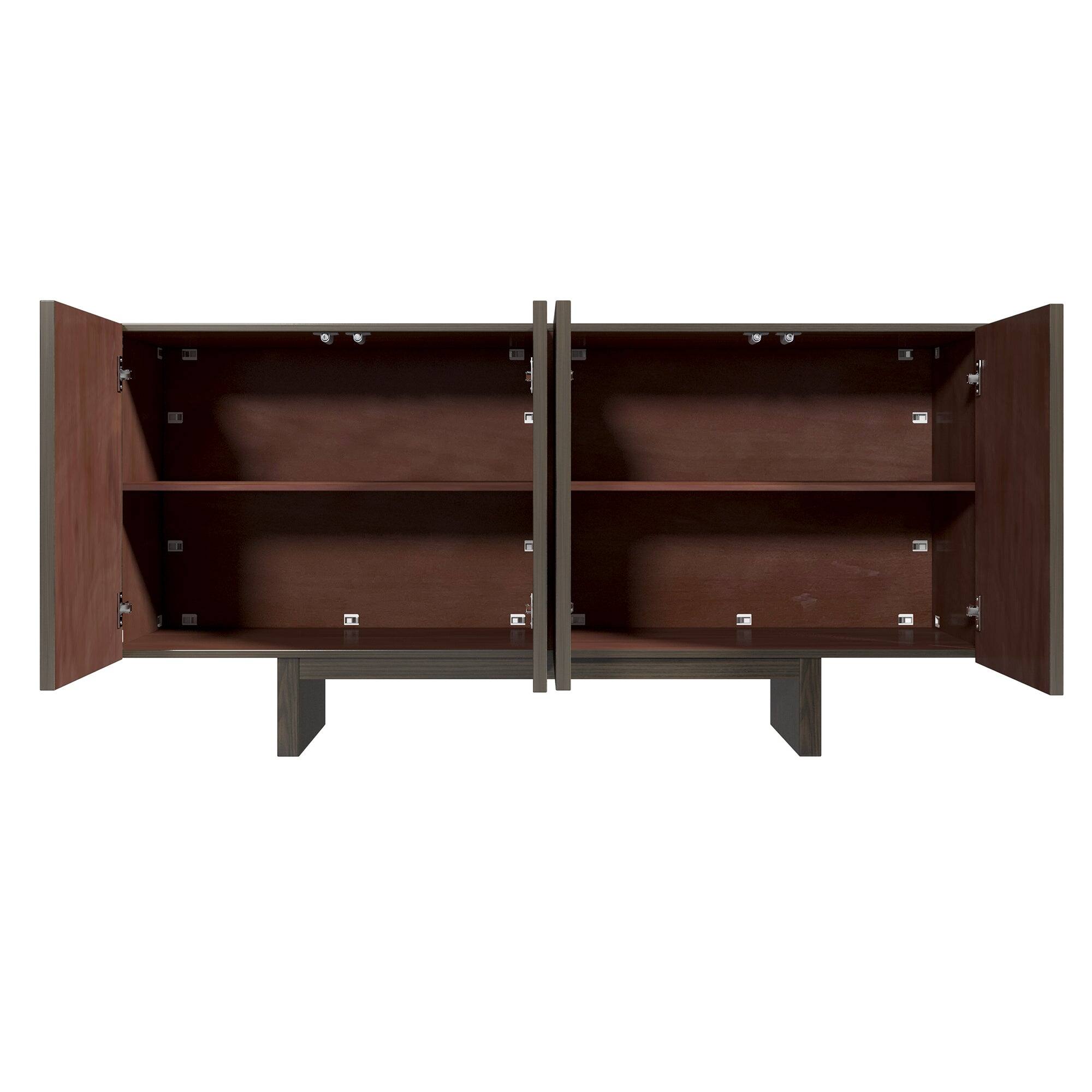 Alt View 3. Boyel Living - Dark Brown MDF 4-Door 63 in. Wood Grain Buffet Sideboard For Living Room and Kitchen-Dining Room - Brown.