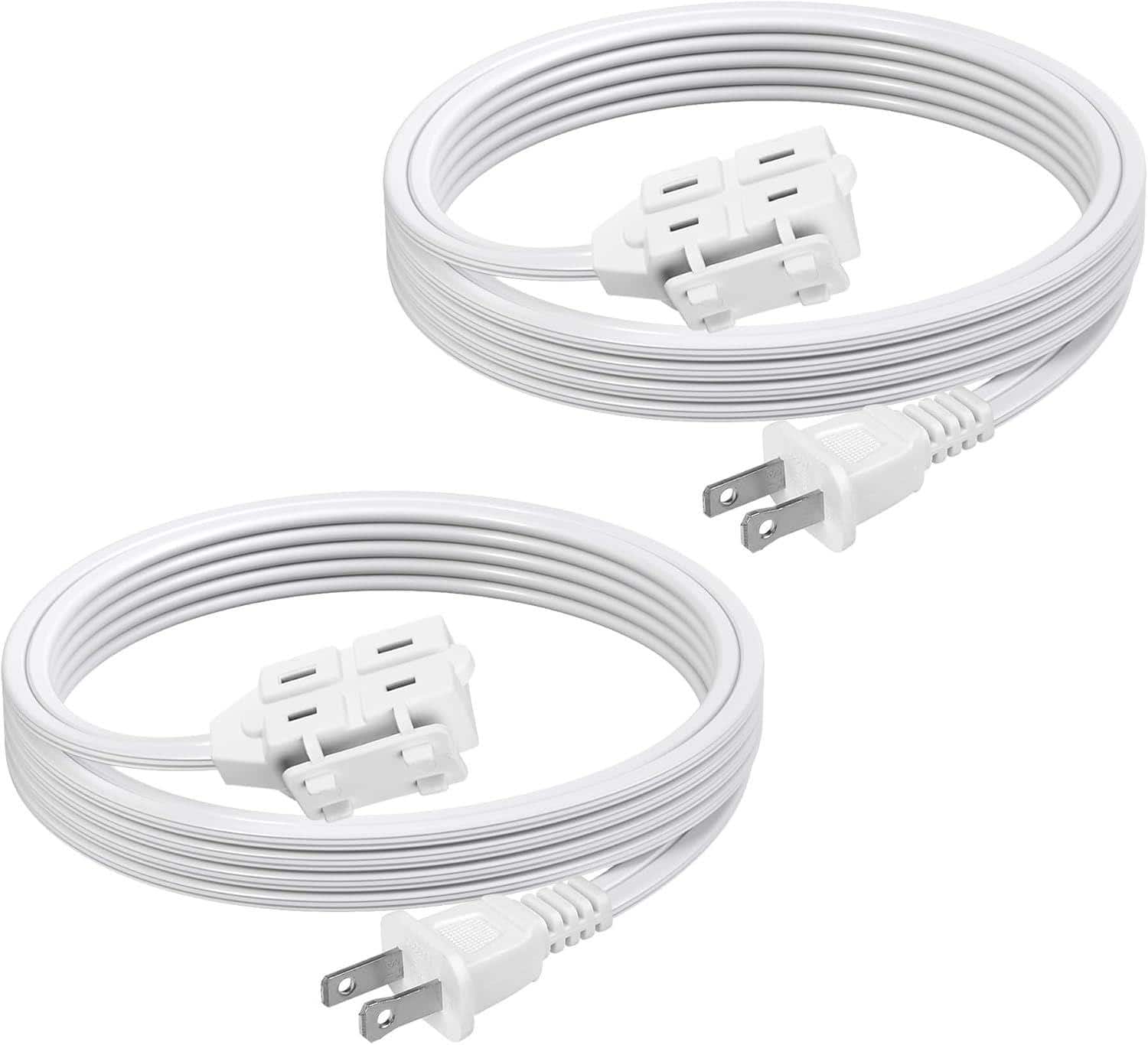 Front. BN-LINK - BN-LINK 6 ft 3 Outlet Indoor Extension Cord 16/2 SPT-2, 2 Prong Polarized Plug, 2 Pack, White - White.