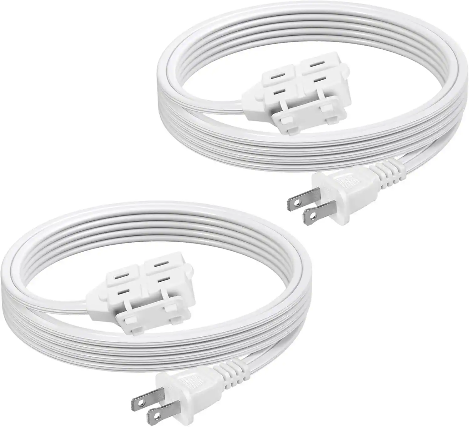 Front. BN-LINK - BN-LINK 6 ft 3 Outlet Indoor Extension Cord 16/2 SPT-2, 2 Prong Polarized Plug, 2 Pack, White - White.