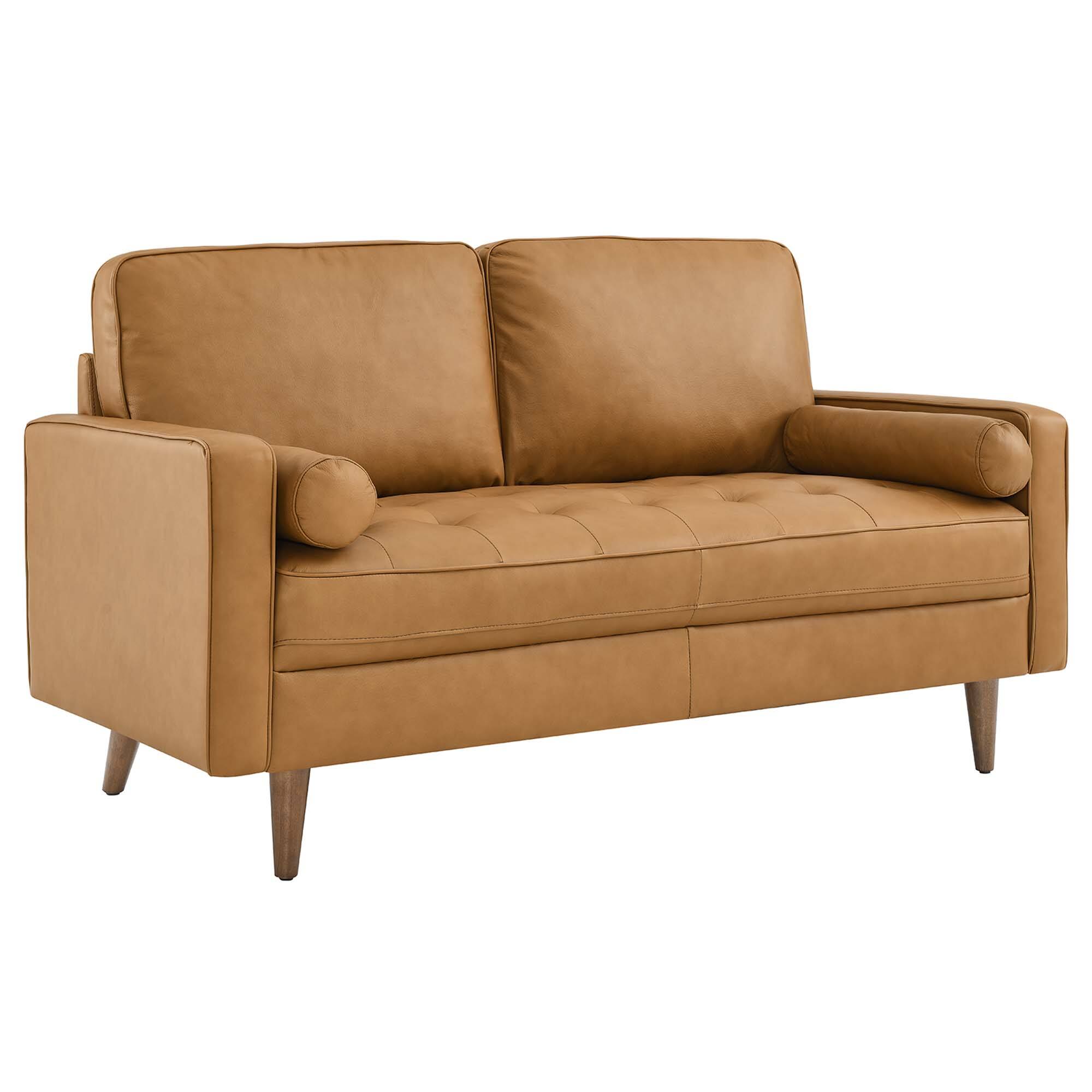 Angle. Modway - Valour Leather Loveseat by Modway - Tan.