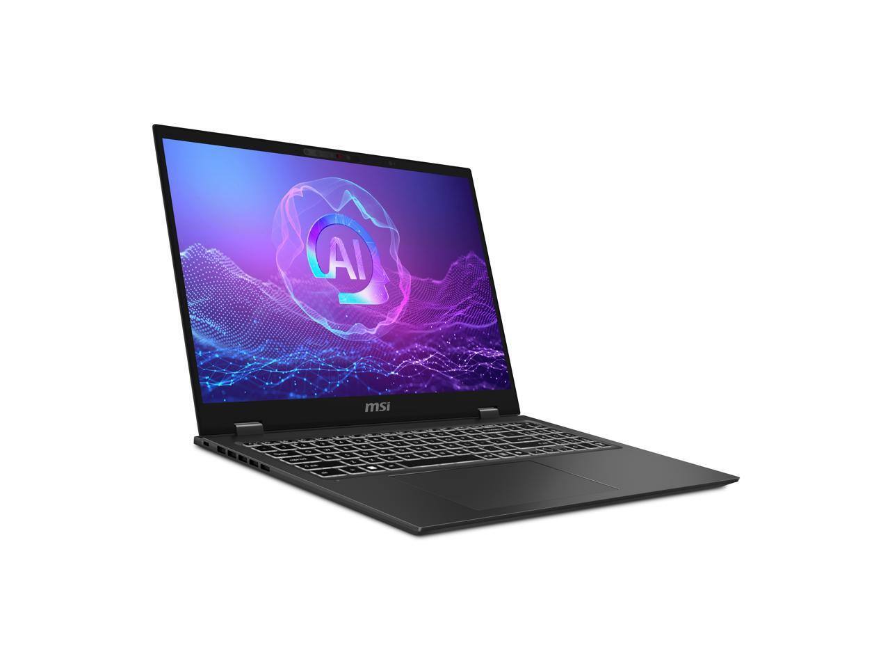 Alt View 3. MSI - MSI Prestige 16 AI Evo 16” UHD+ OLED Laptop - Intel Core Ultra 7 255H 2025 - Intel Arc Graphics - 16GB RAM - 1TB Storage - Stellar Gray.