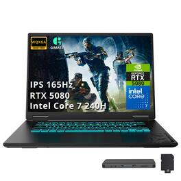 GIGABYTE - Upgraded - A16 PRO 16" IPS Gaming Laptop,Intel Core 7 240H,32GB RAM,1TB SSD+1TB Dock Set,GeForce RTX 5080,Win11Pro - Black