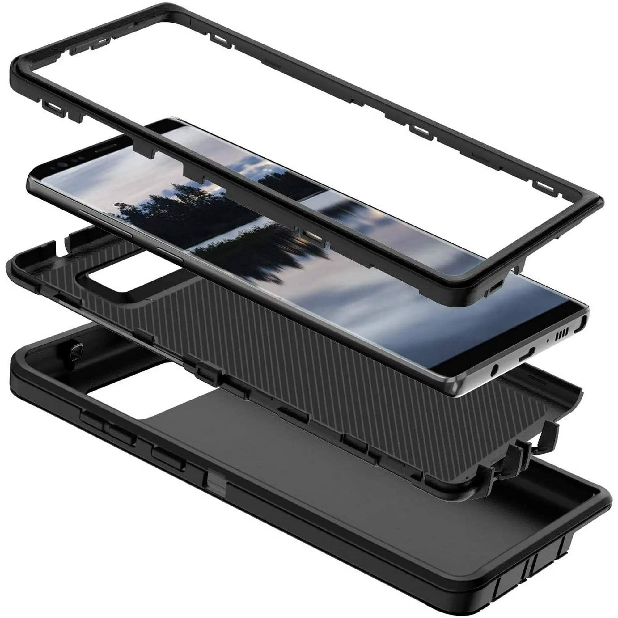 Left. Entronix - Entronix Bundle for Galaxy Note 8 - Heavy Duty Case & 2 Screen Protectors - Black.