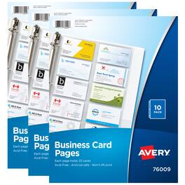 Avery - Business Card Organizer Pages, 10 Per Pack, 3-Pack (78723) - Clear