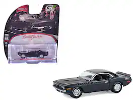 1970 Plymouth 'Cuda AAR Black with Gray Stripes "Barrett-Jackson" Series 16 1/64 Diecast Model Car by Greenlight - Black and Gray