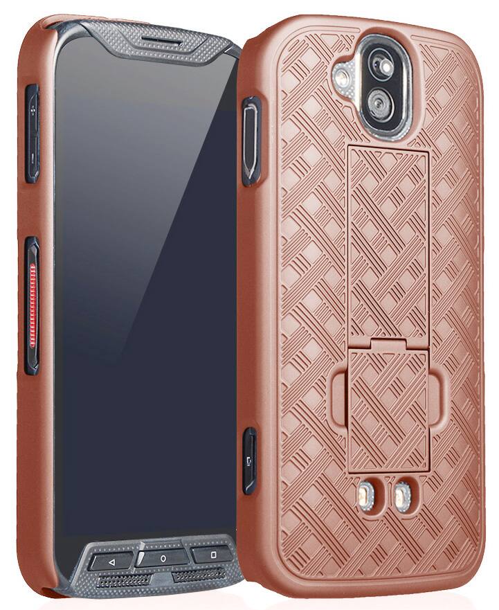 Front. Nakedcellphone - Slim Case for Kyocera DuraForce Pro Phone (with Kickstand) - Rose Gold.