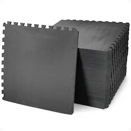 BalanceFrom Fitness - 144 Sq Ft Interlocking EVA Foam Exercise Mat Tiles - Black