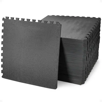 Front. BalanceFrom Fitness - BalanceFrom Fitness 144 Sq Ft Interlocking EVA Foam Exercise Mat Tiles, Black - Black.