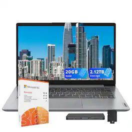 Lenovo - Ideapad 1i 14" HD Laptop,Intel Celeron N4500,20GB RAM,128GB eMMC+1TB SSD+1TB Dock,1 Year Office 365,Win 11 - Gray