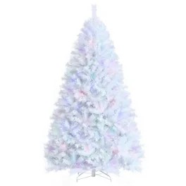 Costway - 7ft Iridescent Tinsel Artificial Christmas Tree with 1156 Branch Tips - White