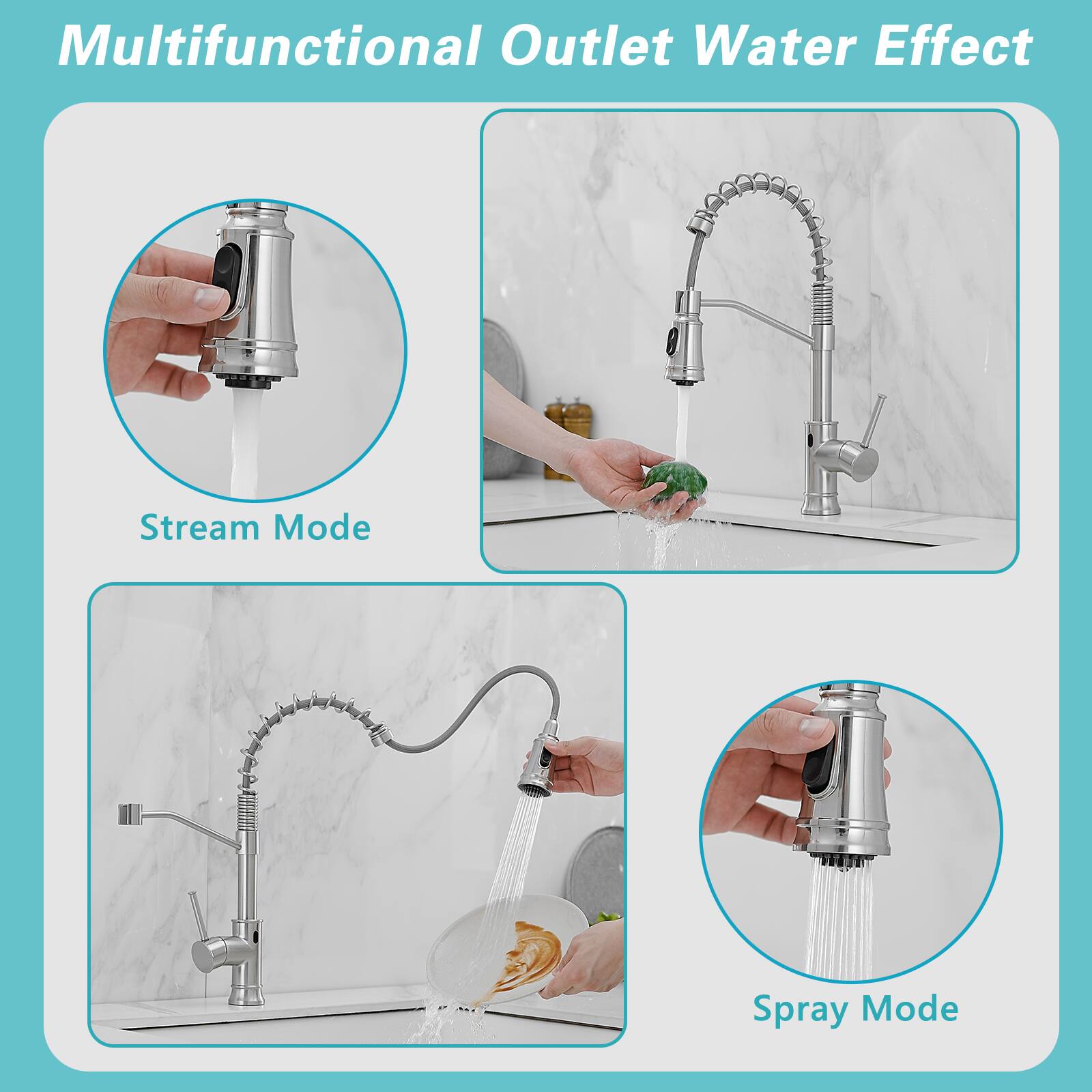 Multifunctional Outlet Water Effect

Stream Mode

Spray Mode