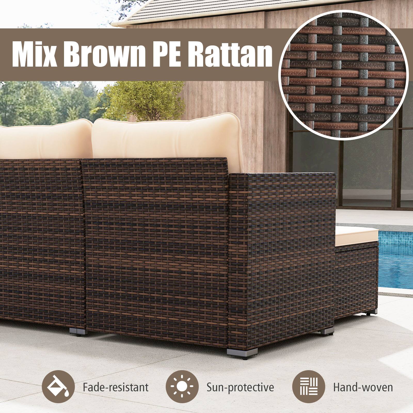 Mix Brown PE Rattan Fade-resistant Sun-protective Hand-woven