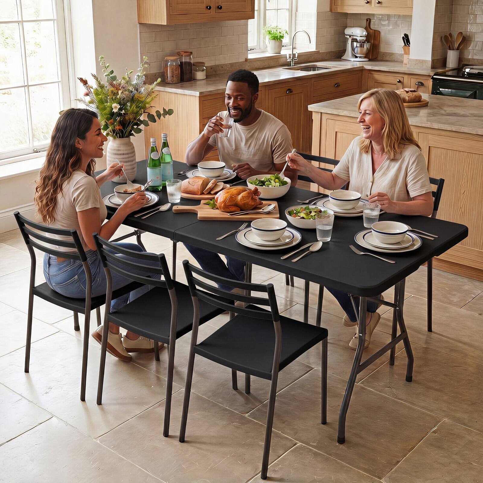 Alt View 1. Costway - Costway Indoor Portable Utility Table with Metal Legs Tabletop - Black.