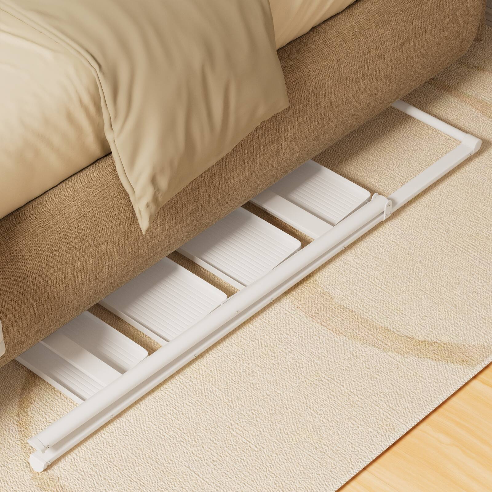 Alt View 4. Topteng - 4-Step Foldable Ladder with Anti-Slip Pedals - Lightweight, 330lb Capacity, White for Home & Office - White.