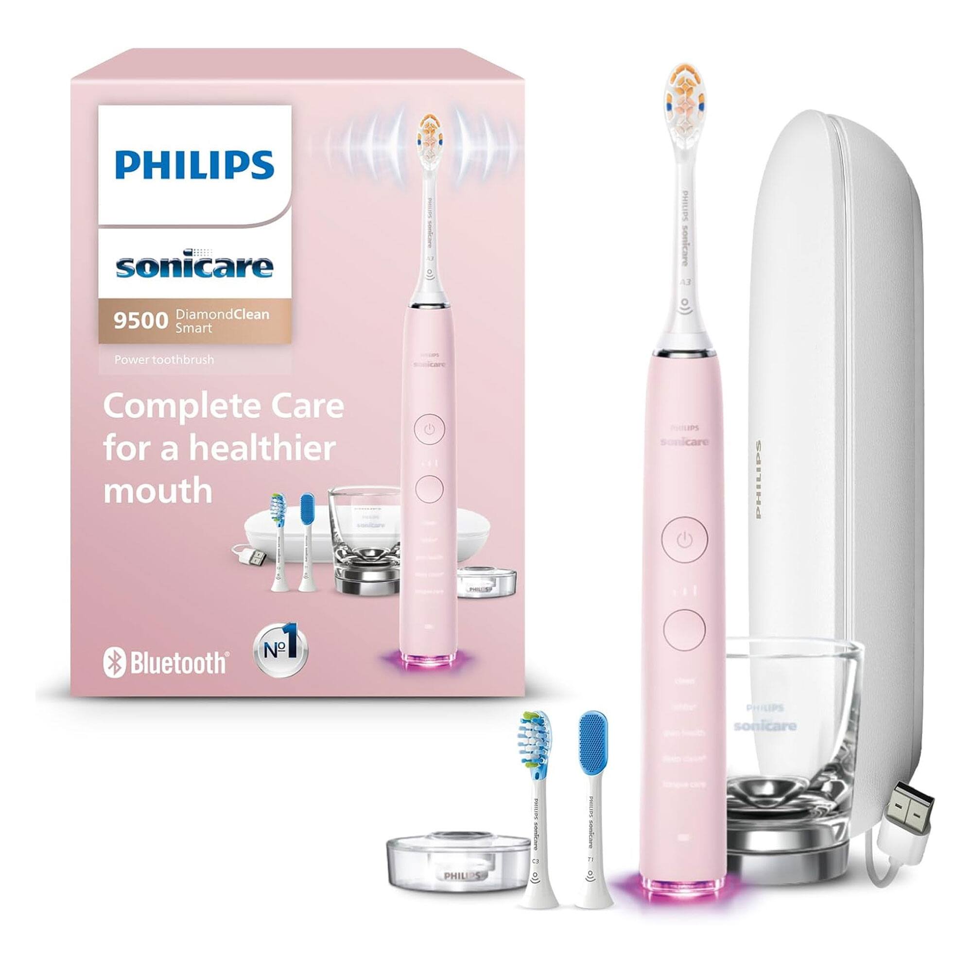 PHILIPS sonicare  
9500 DiamondClean Smart  
Power toothbrush  

Complete Care for a healthier mouth  

Bluetooth  

No.1