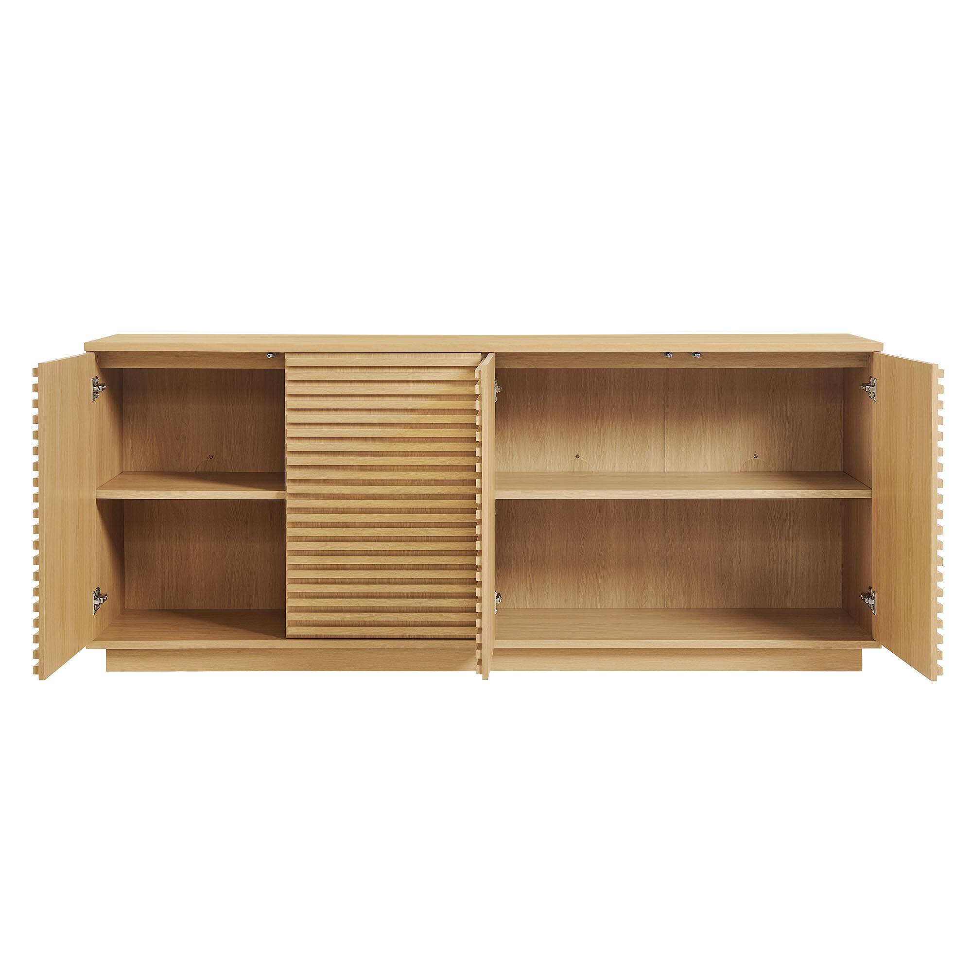 Alt View 5. Modway - Render 4-Door Fluted Sideboard Cabinet TV Stand by Modway - Oak.