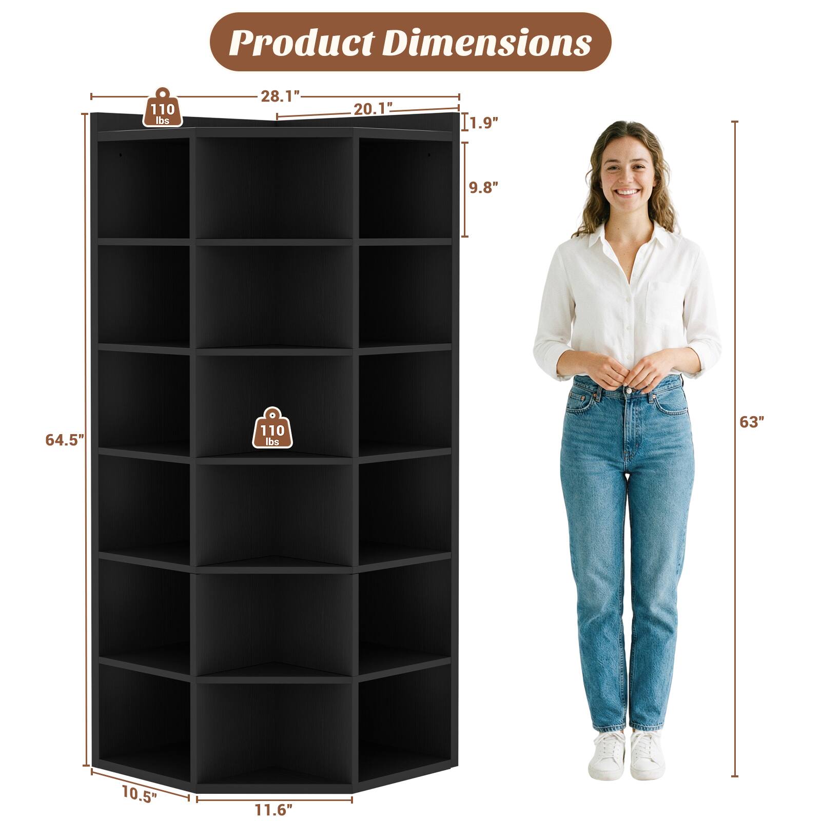 Product Dimensions: 110 lbs, 28.1", 20.1", 1.9", 9.8", 64.5", 110 lbs, 63", 10.5", 11.6"