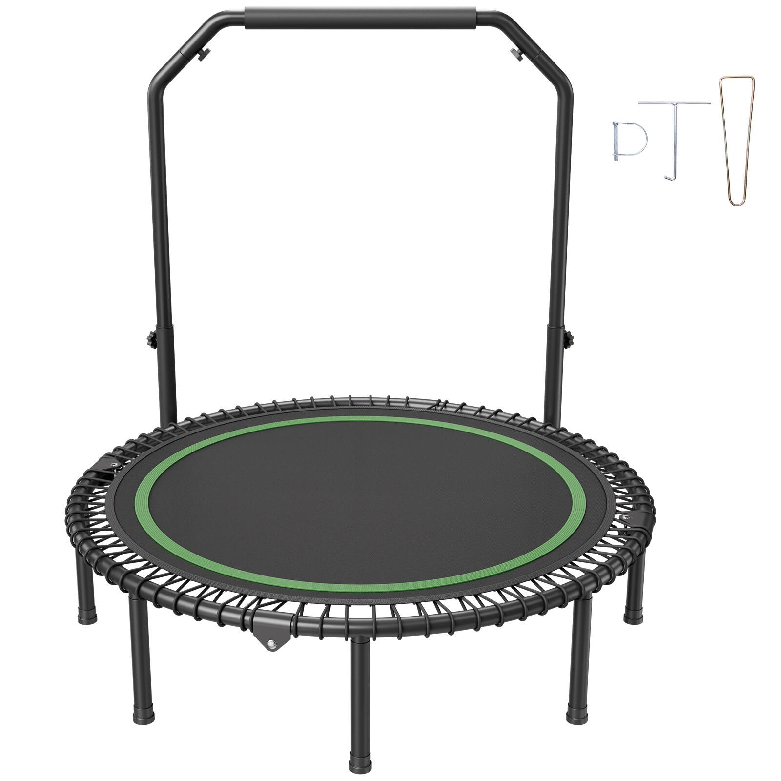 VEVOR - Foldable Mini Trampoline, 51 Inch Fitness Rebounder, Max Load 450lbs Exercise Trampoline, Stable & Quiet Trampoline - Black