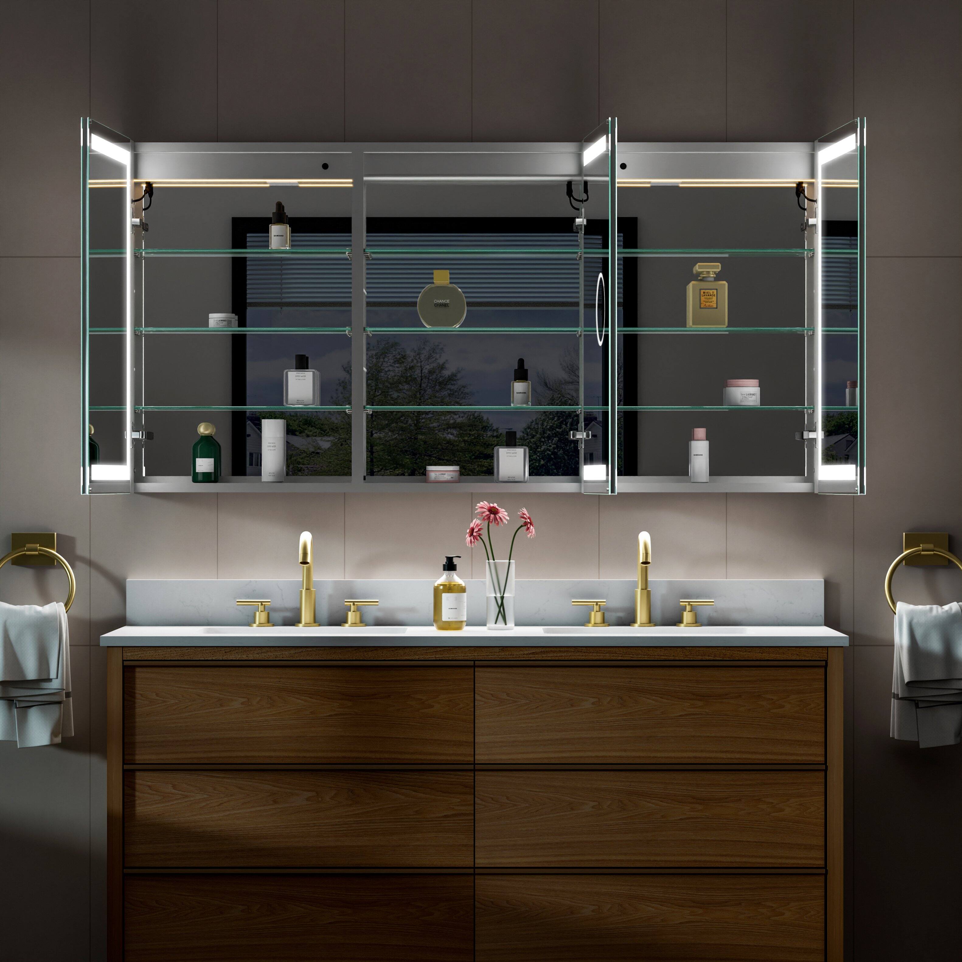 WELLFOR 60 in. W x 30 in. H Rectangular Aluminum LED Recessed or ...