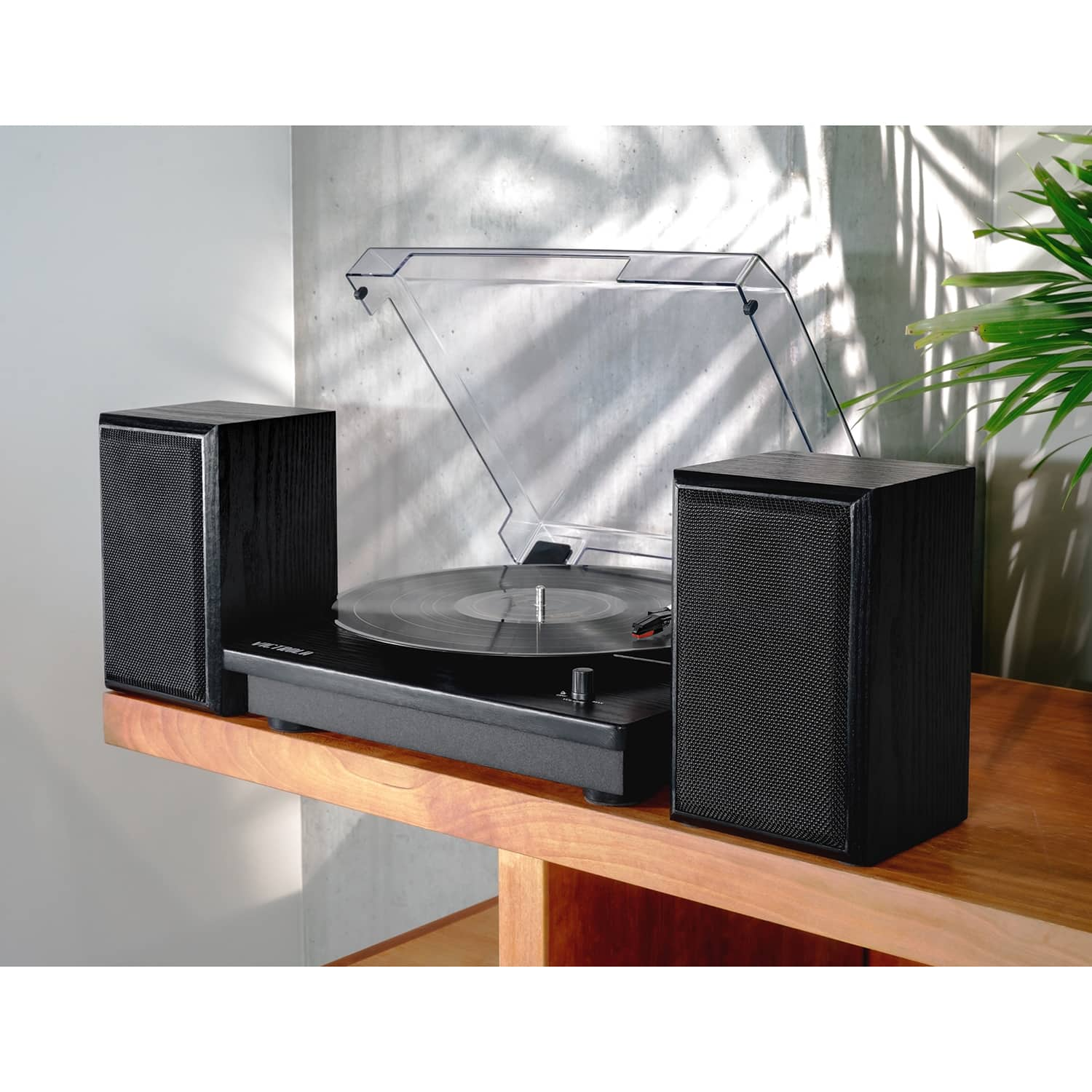 Victrola Montauk Bluetooth Record Player With 3 Speed Turntable And Bookshelf Speakers Black VM