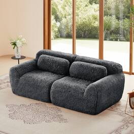 GOODSILO - Modular Sectional Sofa with Plush Fabric and Anti-Slip Design for Comfortable Seating - Dark Gray