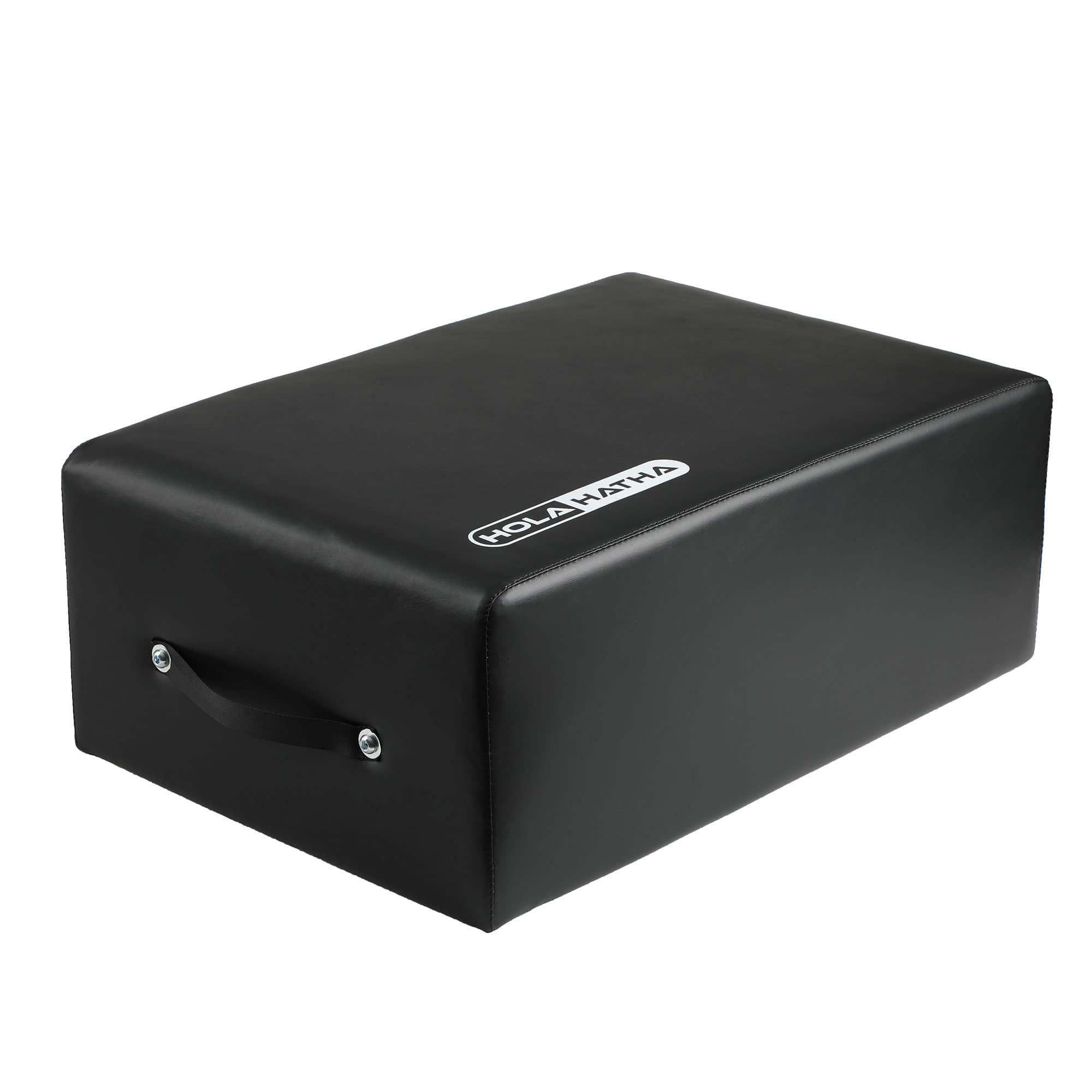 HolaHatha - Wooden Pilates Sitting Box, Portable Gym Equipment, 24" x 15.8" x 9" - Black