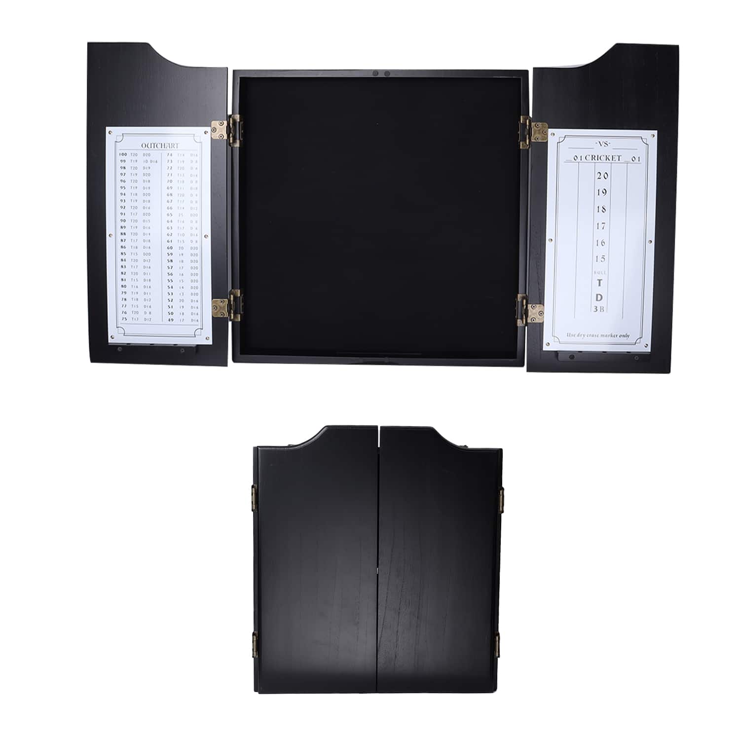 GSE Games & Sports Expert - Professional Solid Wood Classic Dartboard Cabinet with Dart Scoreboard（ - Black