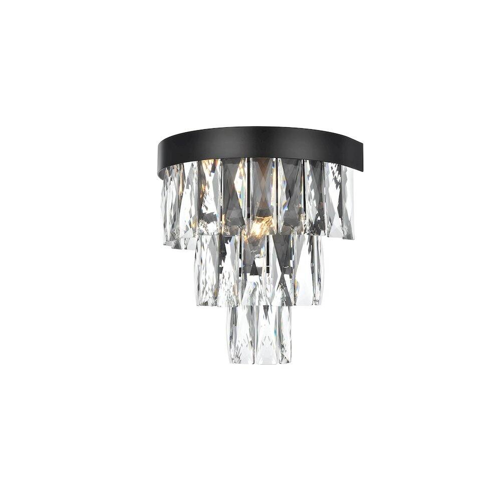 Angle. Elegant Lighting - Josephine 10 Inch Wall Sconce In Black - Black And Clear.