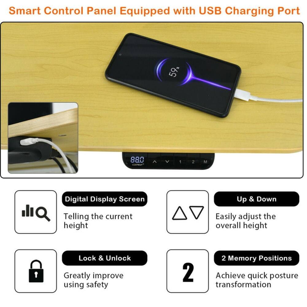 Smart Control Panel Equipped with USB Charging Port

- Digital Display Screen
  - Telling the current height

- Up & Down
  - Easily adjust the overall height

- Lock & Unlock
  - Greatly improve using safety

- 2 Memory Positions
  - Achieve quick posture transformation