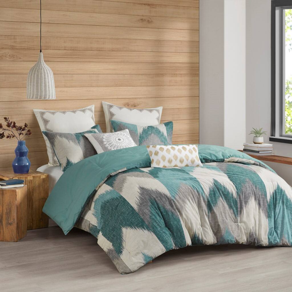 Alt View 3. Gracie Mills - Gracie Mills Heise Ikat Chevron Comforter Set - Aqua.