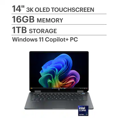 HP - OmniBook Ultra Flip - Copilot+ PC - 14" 3K OLED Touch-Screen Laptop - Intel Core Ultra 7 256V - 16GB Memory - 1TB SSD - Eclipse Gray