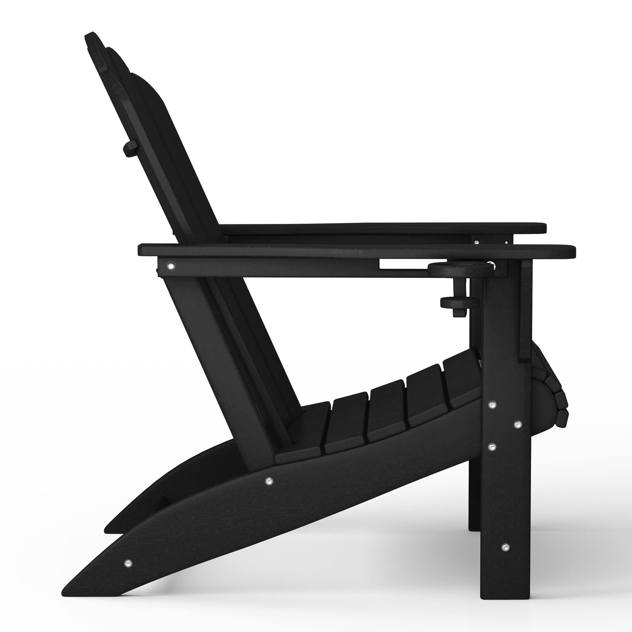 Back. WestinTrends - WestinTrends Highland 4-Piece Outdoor Patio HDPE Adirondack Chairs With Ottomans and Cup Holder Set - Black.